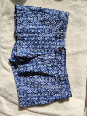 Red Camel Blue and White Patterned Cargo Shorts 971